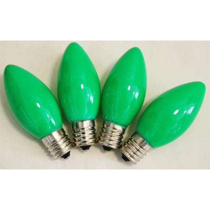 Emery Jensen STD C9 green ceramic replacement bulbs and fuses, pack of 4, with visible ceramic bases and green glass bulbs
