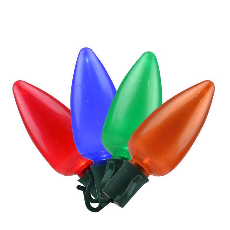 Set of four Emery Jensen STD C9 multi-ceramic replacement bulbs for holiday lighting and decorative fixtures.