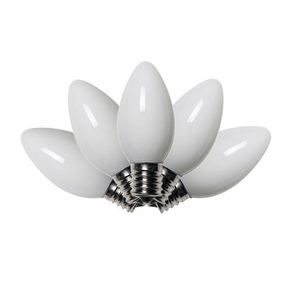 Set of four Emery Jensen STD C9 white ceramic replacement bulbs for decorative lighting, featuring durable ceramic bases.