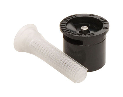 Emery Jensen underground 1/2 inch replacement nozzle head for irrigation or spray systems, shown in black plastic.