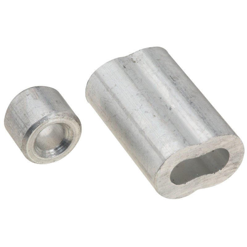 Emery Jensen cable ferrules and stops replacement parts, showing metal ferrules and plastic stops for cable termination.