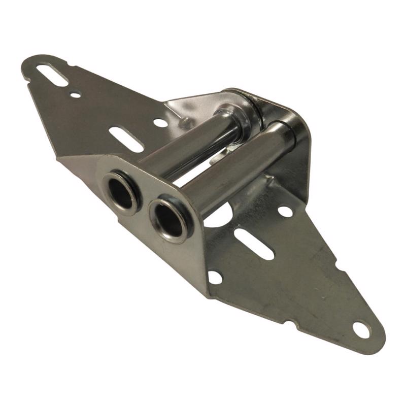 Emery Jensen CMMRCL gray door hinge #2, replacement part for cabinets or furniture, metal hinge with mounting plates.