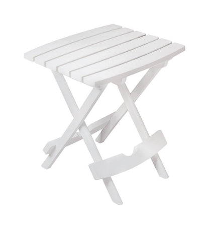 White Quik Fold side table by Emery Jensen, made of resin, featuring a compact and foldable design for versatile use.
