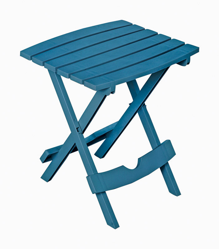 Emery Jensen QUIKFOLD SD resin furniture table in blue stone finish, foldable design with sturdy metal frame.