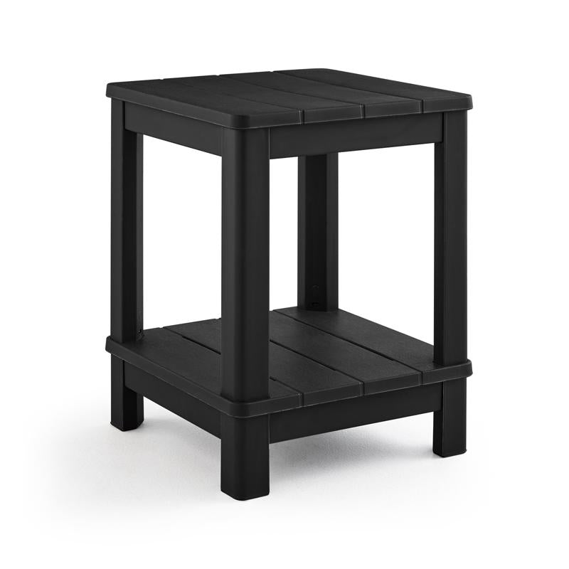 Emery Jensen black resin side table with a sleek modern design, perfect for living room or bedroom decor.