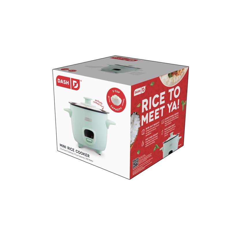 Blue Emery Jensen rice cooker and steamer, 9x7 inches, with digital controls and stainless steel interior for efficient cooking.