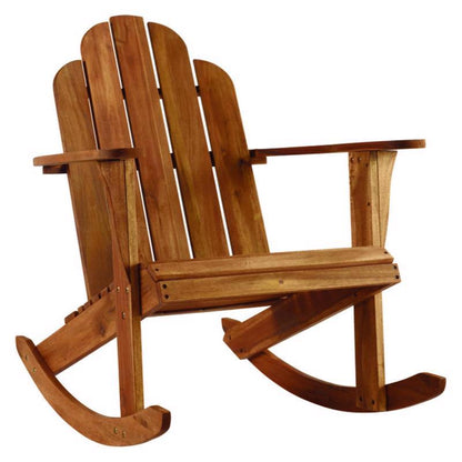 Emery Jensen rocking chair with light brown finish, wooden frame, and comfortable curved armrests, suitable for living rooms.