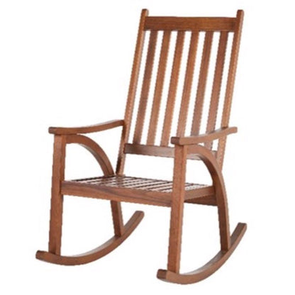 Emery Jensen rocking chair with wooden frame and neutral fabric seat, 27-inch size, stylish and comfortable for living rooms.