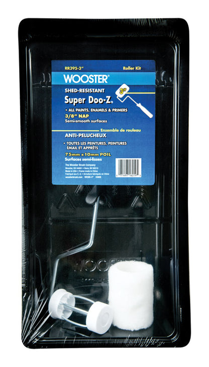 Emery Jensen Deluxe Trim 3" Roller and Tray Set, 3-piece painting kit with roller and tray for precise wall painting.