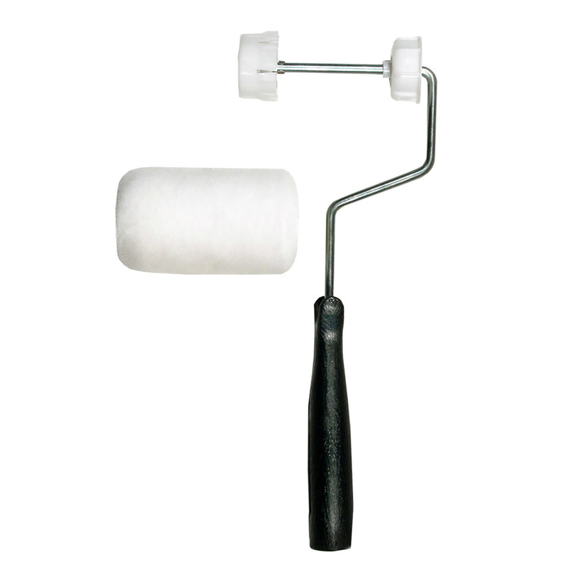 Set of six Emery Jensen 4-inch roller covers with trays, ideal for painting projects and smooth application.
