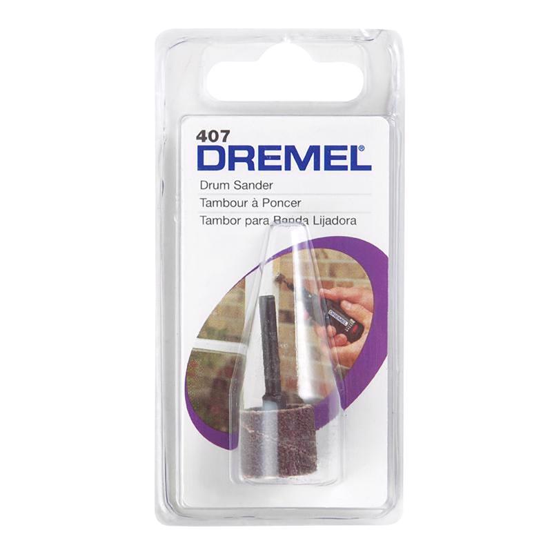 Emery Jensen 1/2-inch sander drum rotary tool accessory for Dremel multi-tool, with abrasive surface for sanding tasks