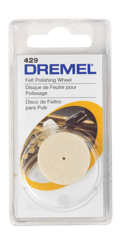 Emery Jensen 1-inch felt wheel for Dremel rotary tools, used for polishing and finishing tasks.