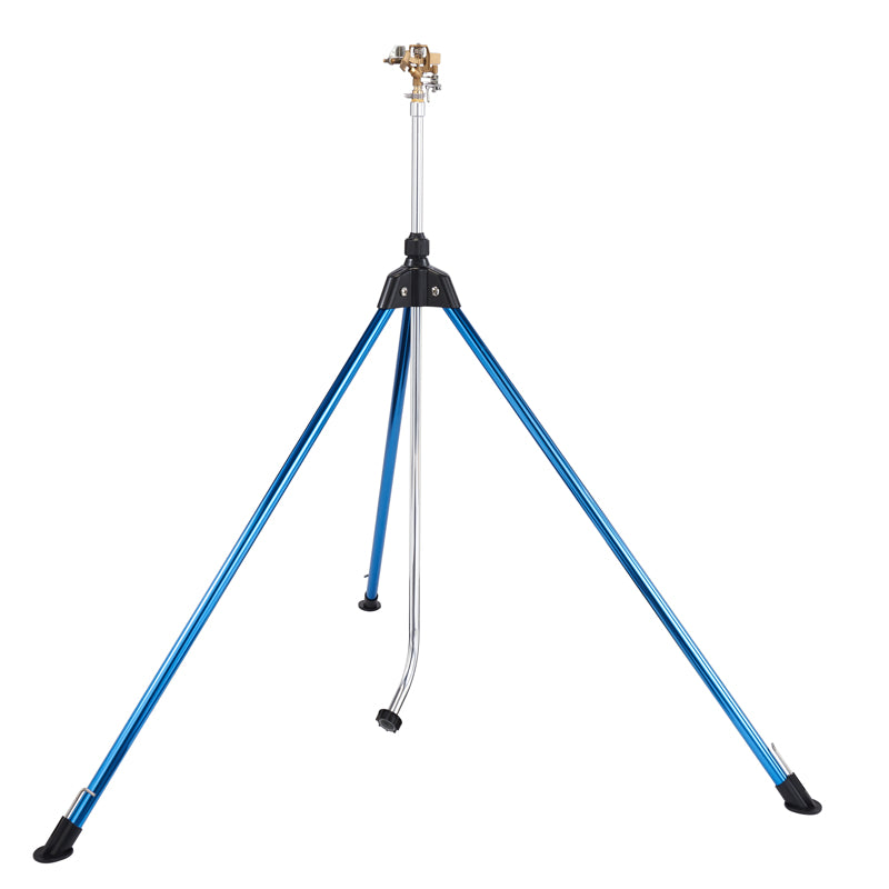 Emery Jensen rotating impulse sprinkler for lawn watering, shown outdoors on green grass.