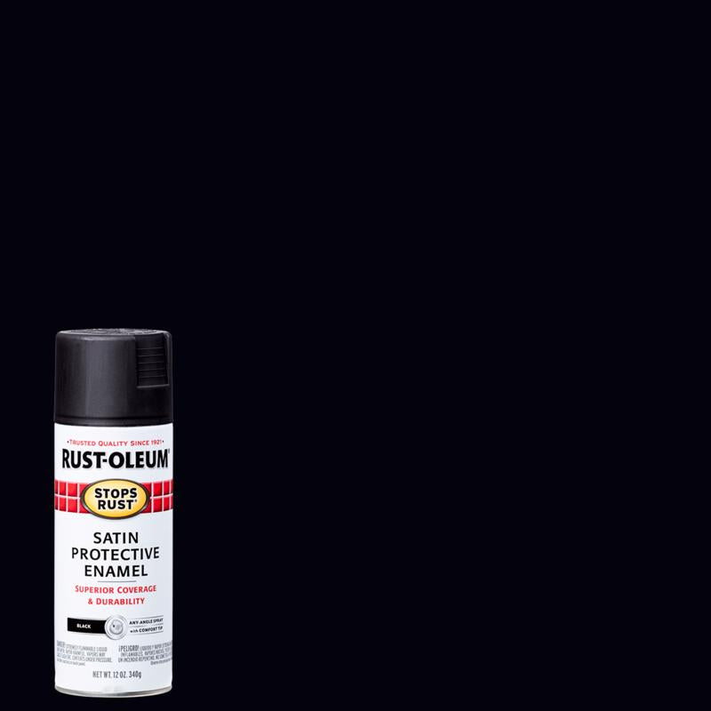 SPRAYPAINT SATN BLK 12OZ - Pack of 6