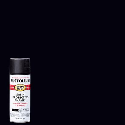 SPRAYPAINT SATN BLK 12OZ - Pack of 6