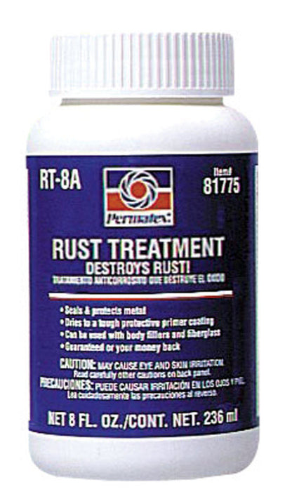 Emery Jensen PRIMR EXTEND 8oz rust remover and preventative spray, shown in a clear bottle with rust removal label.