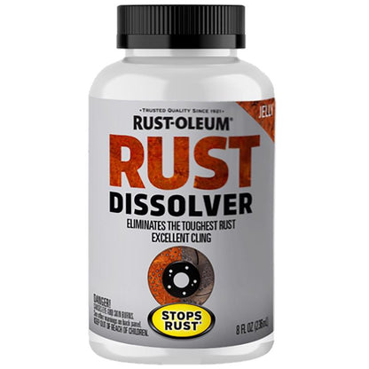 Emery Jensen Rust Dissolver and Preventative in 8oz bottles, pack of 6, for removing and preventing rust on metal surfaces.