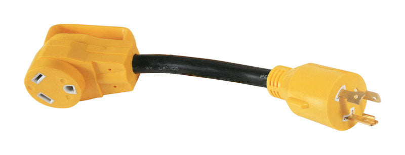 Emery Jensen RV electrical adapter with 30M male to 30F female connectors, 3-prong design for outdoor RV power hookups