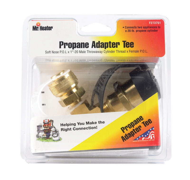 Emery Jensen LP gas adapter tee for RV, used to connect gas lines safely and securely in RV plumbing systems.