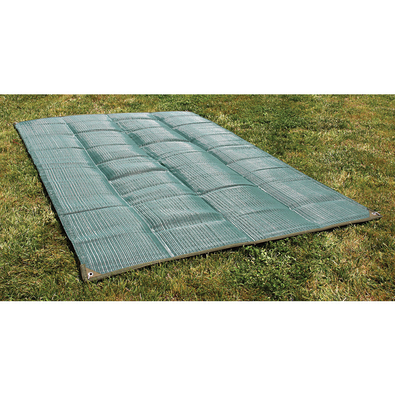 Green awning leash reel mat from Emery Jensen, designed for RV awning accessories, with a durable, outdoor-friendly material.