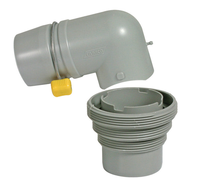 Emery Jensen 4-in-1 RV sewer adapter set with electric connection, pack of 2, for versatile RV plumbing and waste management.