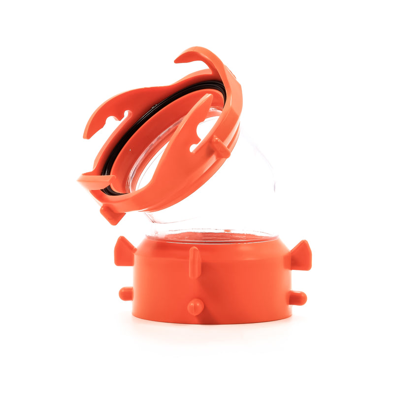 Plastic swivel fitting for RVs by Emery Jensen, showing the durable, white plastic connector for RV plumbing and accessories.