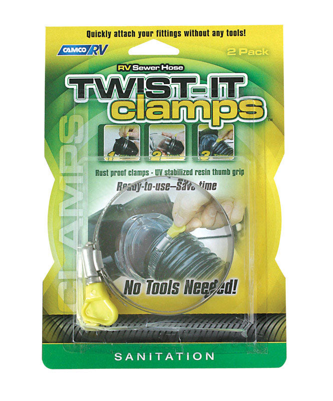 Emery Jensen Twist It Clamp 3-inch, RV parts and accessories, secure hose or pipe connections with durable plastic clamp.