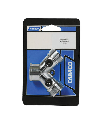 Metal Y shutoff valve for RV by Emery Jensen, durable RV parts and accessories for plumbing systems.