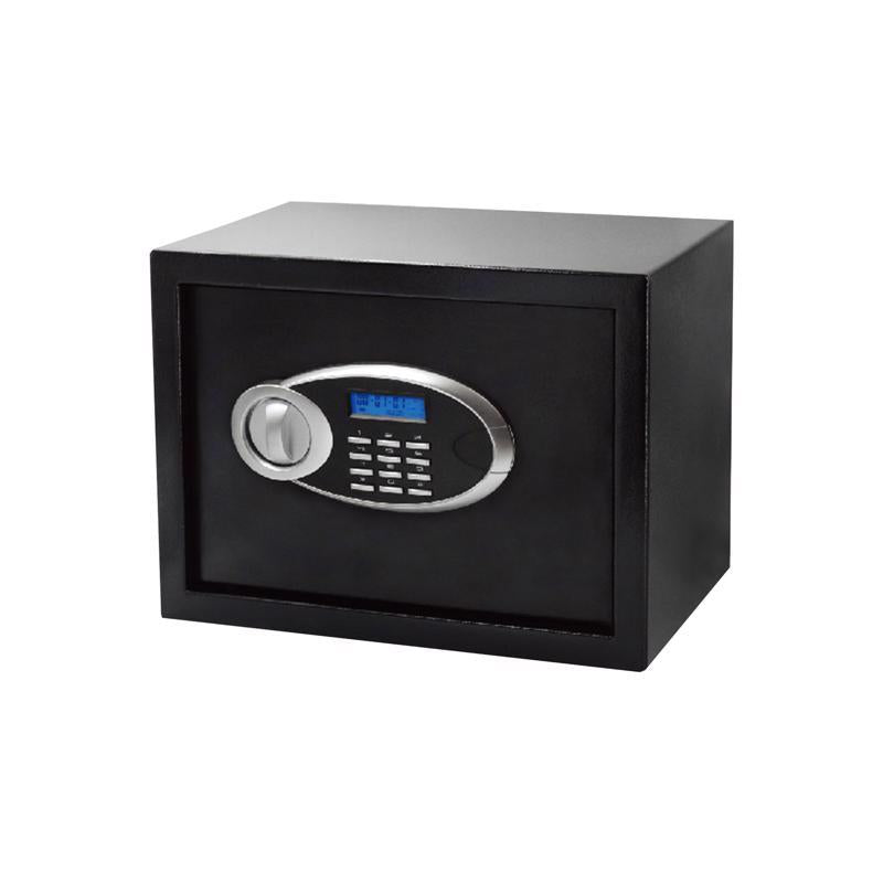 Emery Jensen electronic safe with digital lock in black, secure storage solution for valuables and documents.