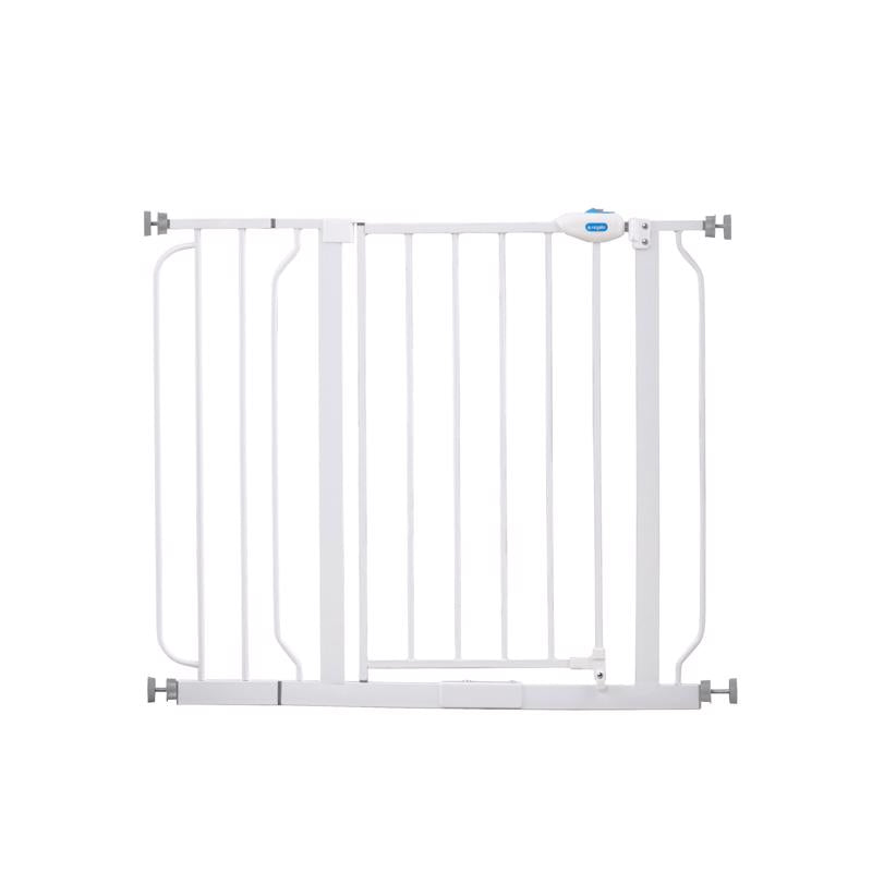 Emery Jensen EXP Baby Gate in metal, 30-inch safety gate with secure locking for child-proofing doorways and stairways.