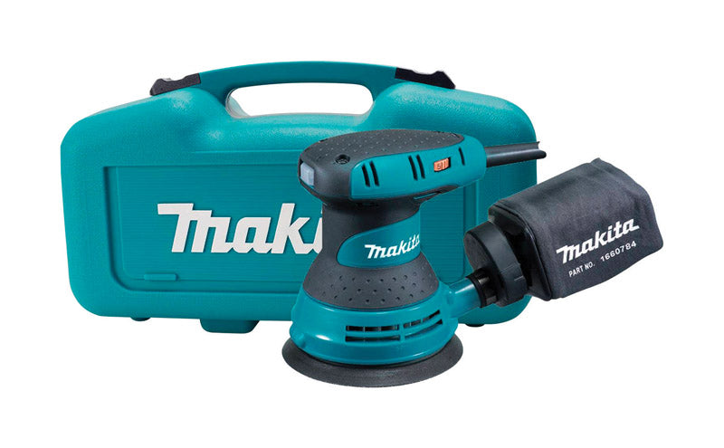 Emery Jensen Rand Orbital Sander 5-inch 3A electric sander with ergonomic grip and dust collection system.