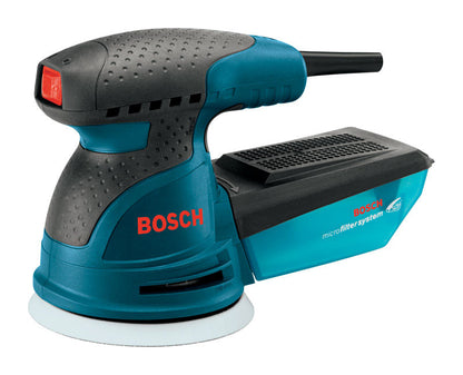 Emery Jensen 5-inch random orbit sander with ergonomic design and dust collection system for smooth sanding.