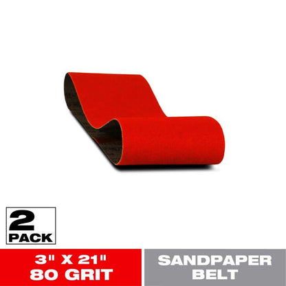 SAND BELT 3"X21" 80G 2PK