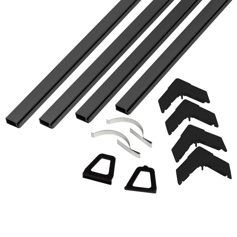 Emery Jensen Screen Frame Kit ALM BRZ, a durable metal window screen kit with black finish for easy installation.