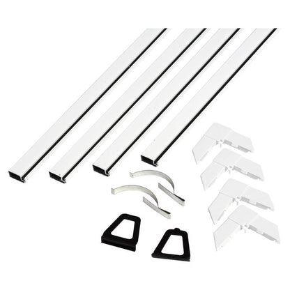 Aluminum screen frame kit by Emery Jensen, showing assembled screen frame with metal edges and mesh for window or door screening.