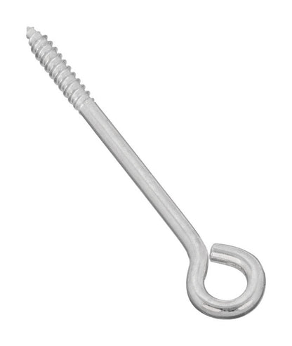 Emery Jensen zinc lag screw eye hook 1/4x5 inches, used for securing straps and hinges in construction and woodworking projects.