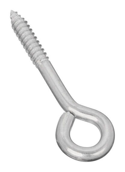 Emery Jensen zinc-plated lag screw eye hook 5/16x4 inches for secure fastening and hanging applications with screw hooks and strap hinges.