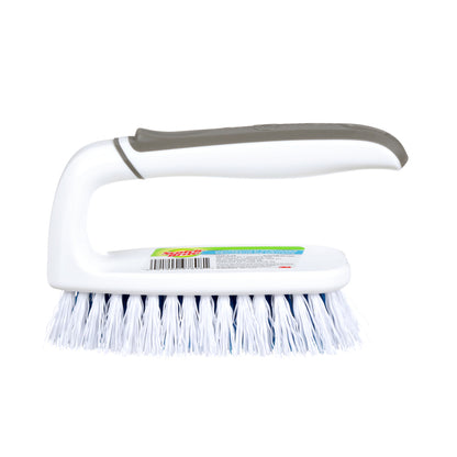Six white All PRPS Emery Jensen scrub brushes, 3.5-inch size, featuring sturdy bristles for cleaning and scrubbing tasks.