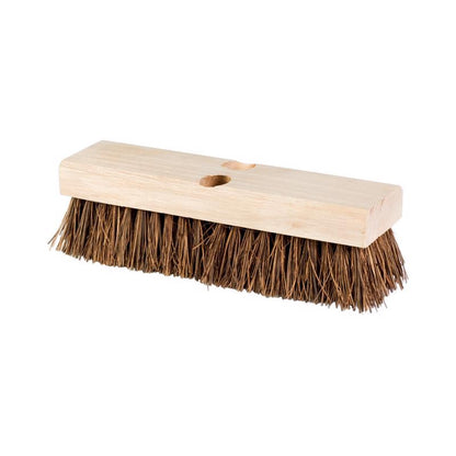 Emery Jensen 10-inch Palmyra scrub brush with sturdy wooden deck for cleaning and scrubbing surfaces.