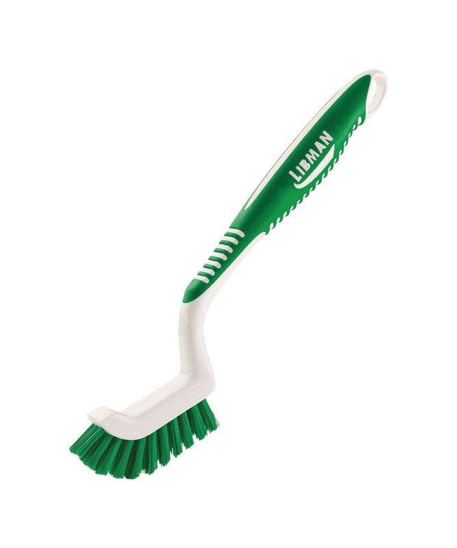 Pack of 6 Emery Jensen tile and grout scrub brushes with sturdy bristles for deep cleaning on tiles and grout lines.