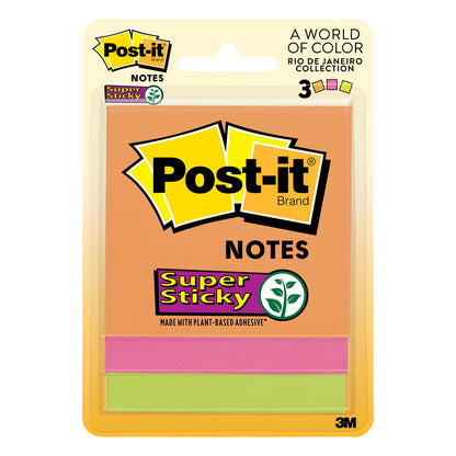 Emery Jensen Post-it SUPR Stick self-stick notes, 3-pack of 3x3-inch colorful sticky notes for quick reminders and notes.
