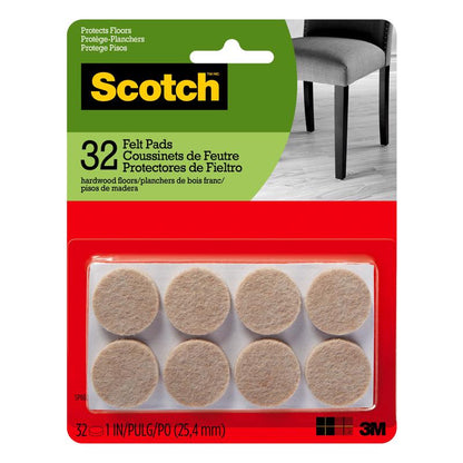 FELT PADS 1"RND BGE 32PK - Pack of 6