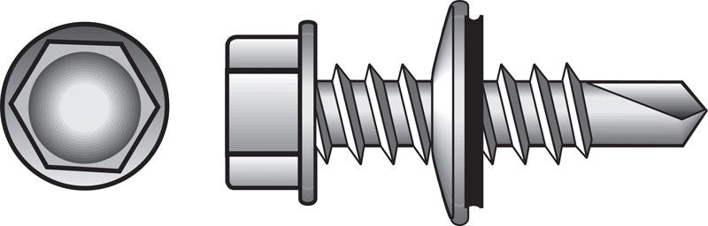 Emery Jensen HWH NED TEK self-taping screw, 10-16x3/4 inch, with sharp threading for easy metal fastening.