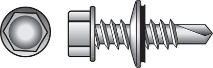 Emery Jensen HWH NED TEK self-taping screw, 10-16x3/4 inch, with sharp threading for easy metal fastening.