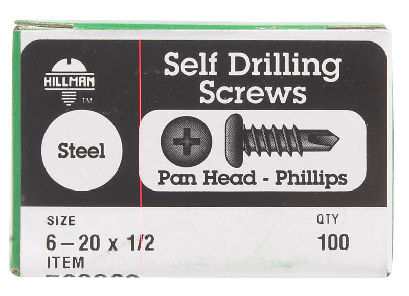 Emery Jensen self-taping drill screw 6-20x1/2 inches, sharp metal fastener for woodworking or construction projects.