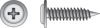 Emery Jensen self-taping screw with washer, ND LPT 8x3/4 inch, showing the screw head and threading for fastening applications