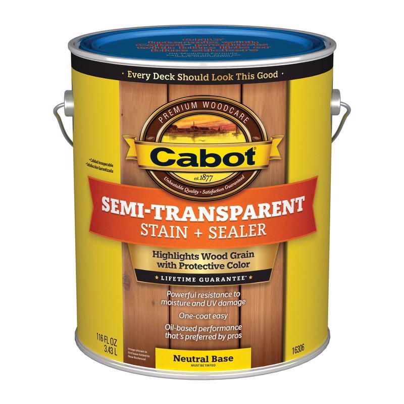 Emery Jensen semi-transparent deck and siding stain in a 1-gallon bottle, shown in a pack of four for wood protection and color enhancement.