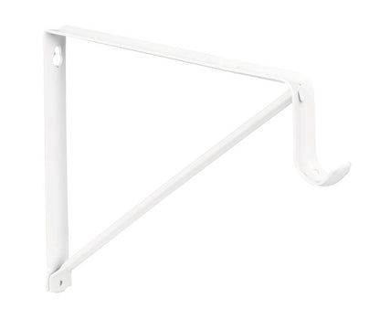 Emery Jensen white 11-inch shelf and rod brackets, sturdy metal supports for shelving and closet rods.