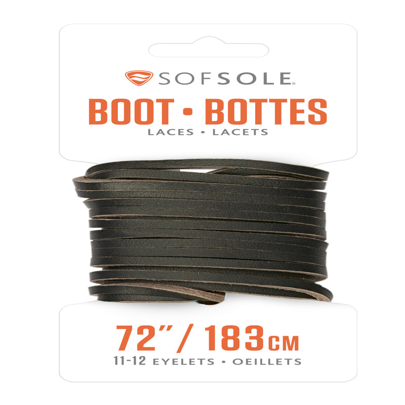 Natural 72-inch boot laces by Emery Jensen for shoes and boots, shown in the image with woven texture and aglet tips.