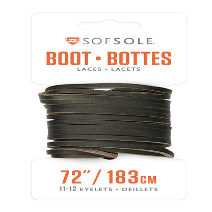 Natural 72-inch boot laces by Emery Jensen for shoes and boots, shown in the image with woven texture and aglet tips.